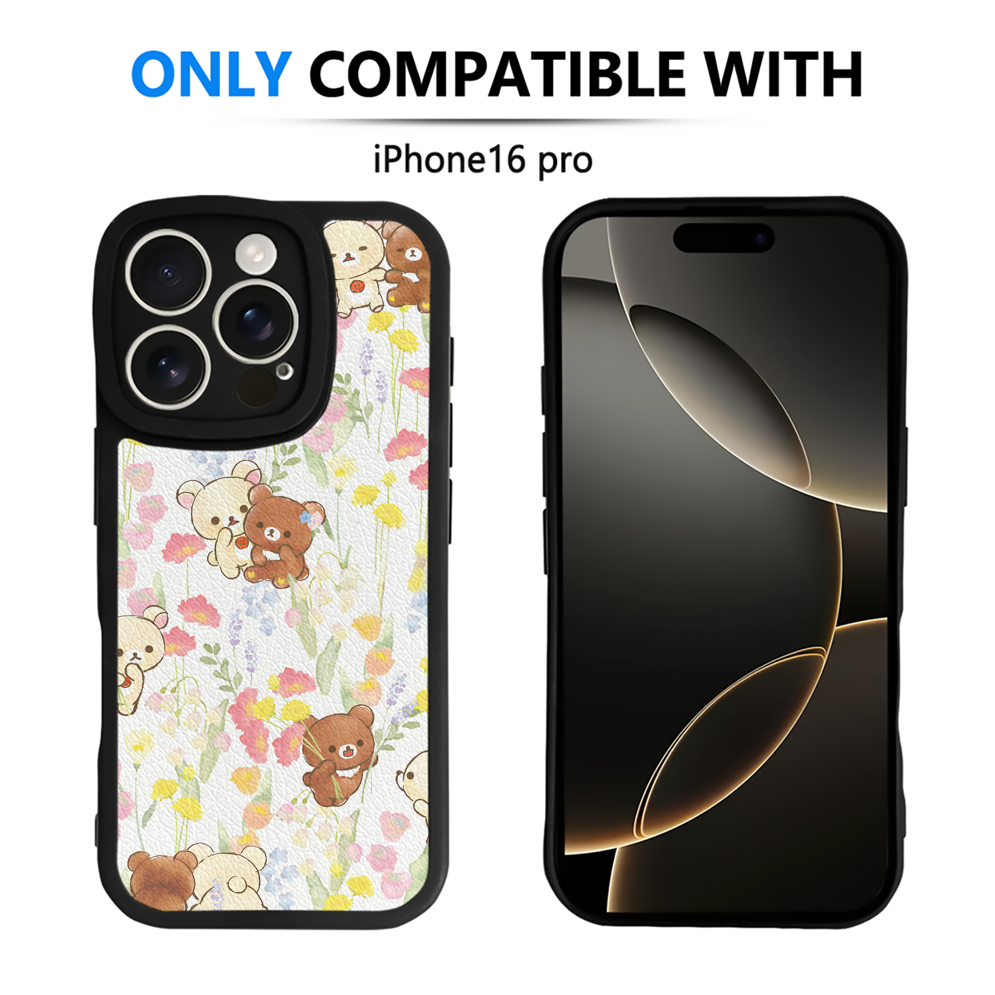 （画像用） リラックマ リラックマ キイロイトリ Rilakkuma Korilakkuma Kiiroitori 【iPhone 16シリーズ対応】シリコンスマホケース（レザー調） 材質：シリコン